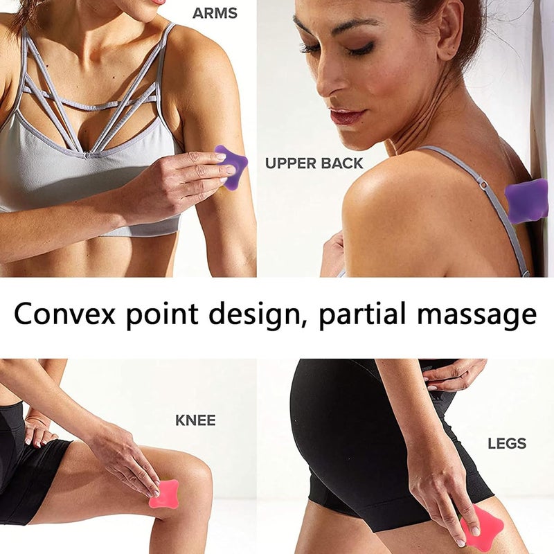 HEALLILY 2 قطع كرات تدليك اليد من السيليكون لعلاج نقاط الضغط كرات تدليك سداسية لآلام العضلات والكتفين والرقبة - Image 2