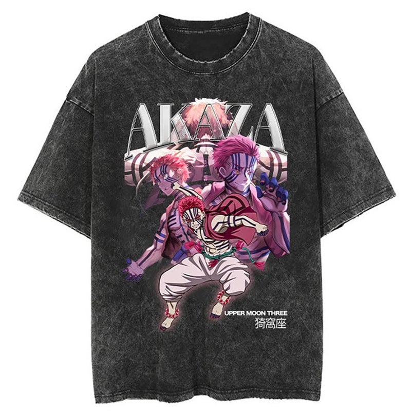 Anime T-Shirt Vintage Washed T-Shirt Men Unisex High Street 20 - Image 1