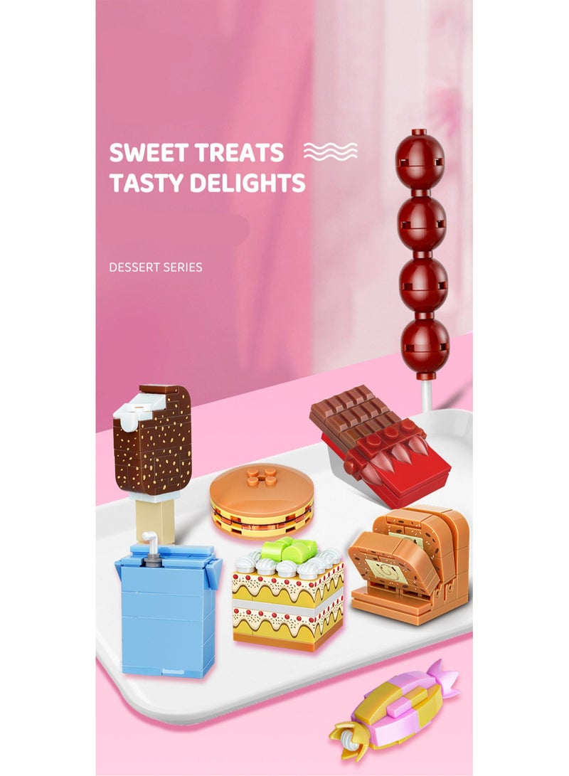 Children's Science And Education Educational Building Blocks Toys Cute Simulation Dessert Food small Particle Building Blocks (8 Desserts Mixed Pack) - Image 2