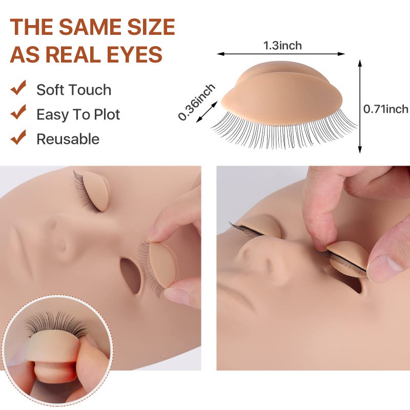 Pretty memory Lash Mannequin Head with 4 Pairs Removable Practice Eyelids, Silicone Eyelash Mannequin Head for Makeup Practice and Lash Extension Training - Image 2