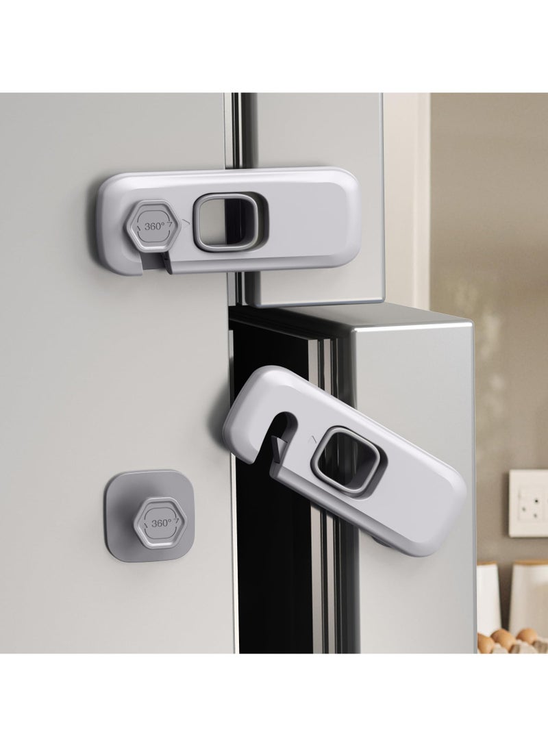 VIUAUAX مجموعة من 3 أقفال حزام أمان للأطفال، قفل ثلاجة مقاوم للأطفال، أقفال ثلاجة للأطفال مع وسادات لاصقة، أقفال أمان للأطفال للأبواب، ثلاجة RV، قفل الفرن، أقفال خزانة أمان للأطفال - رمادي مُحدث - Image 1