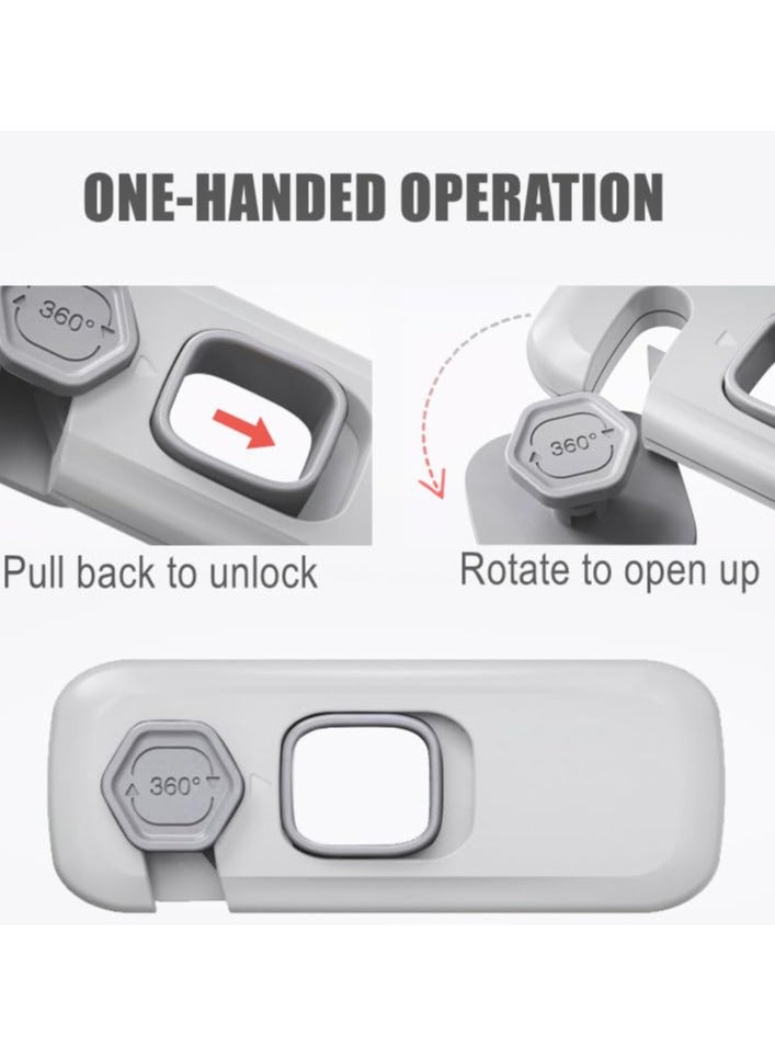 VIUAUAX مجموعة من 3 أقفال حزام أمان للأطفال، قفل ثلاجة مقاوم للأطفال، أقفال ثلاجة للأطفال مع وسادات لاصقة، أقفال أمان للأطفال للأبواب، ثلاجة RV، قفل الفرن، أقفال خزانة أمان للأطفال - رمادي مُحدث - Image 3