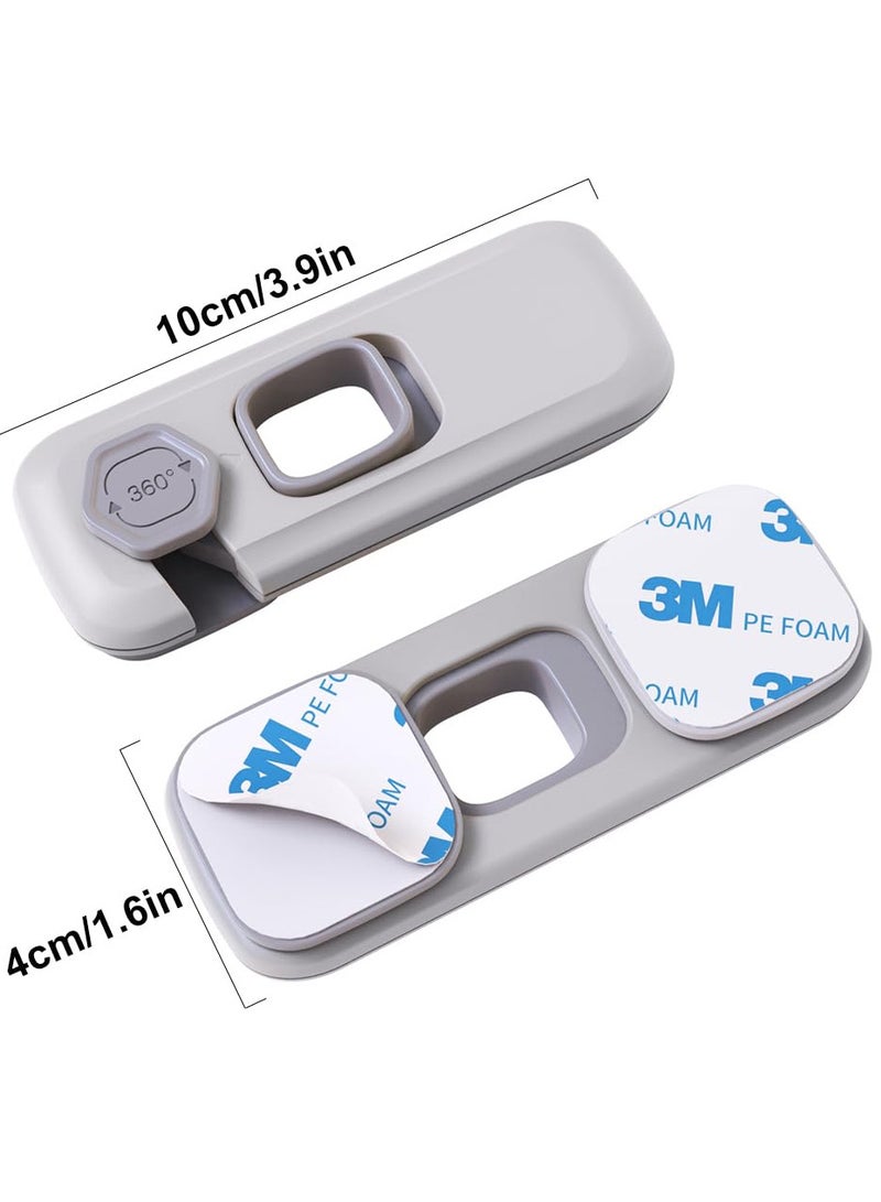 VIUAUAX مجموعة من 3 أقفال حزام أمان للأطفال، قفل ثلاجة مقاوم للأطفال، أقفال ثلاجة للأطفال مع وسادات لاصقة، أقفال أمان للأطفال للأبواب، ثلاجة RV، قفل الفرن، أقفال خزانة أمان للأطفال - رمادي مُحدث - Image 2