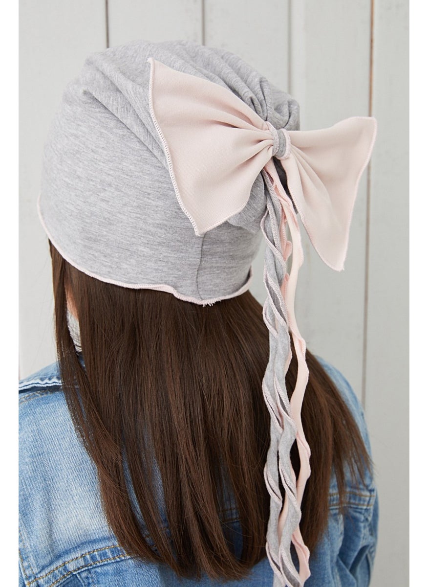 Babygiz Gray Powder Stringed Children's Baby Hat Beanie Soft Cotton Combed Cotton  - Image 2