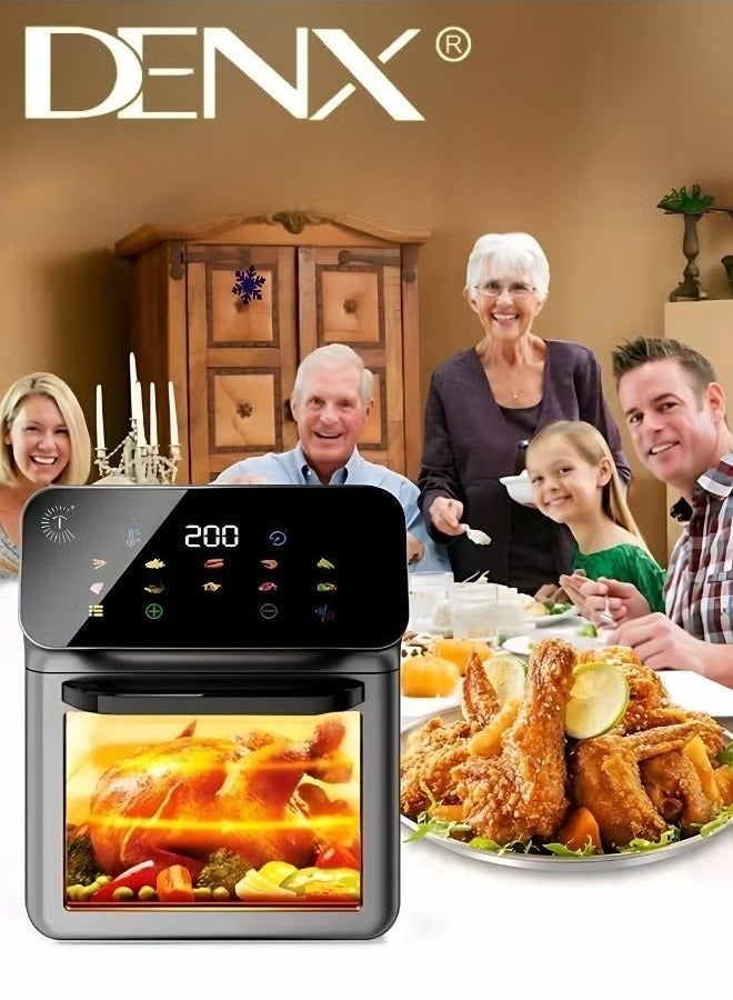 Denx 12L Healthy Electric Air Fryer – Oil-Free Frying, Baking, Grilling & Roasting | 1350W Large Capacity Air Cooker with Digital Controls - Image 3