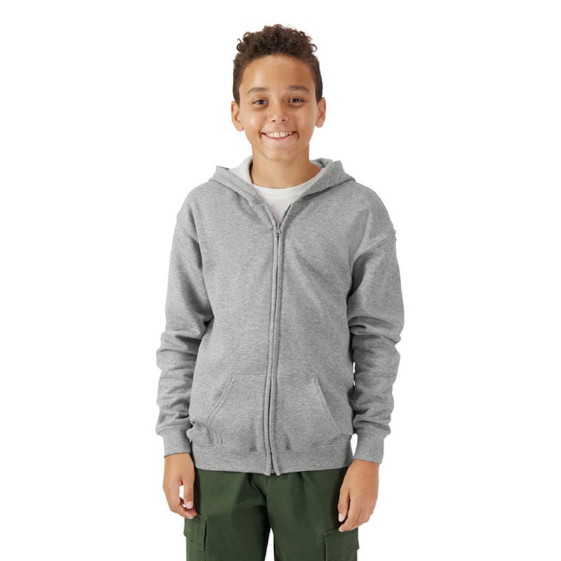 Gildan Youth Full Zip Hoodie Sweatshirt, Style G18600B, Sport Grey, Medium - Image 1