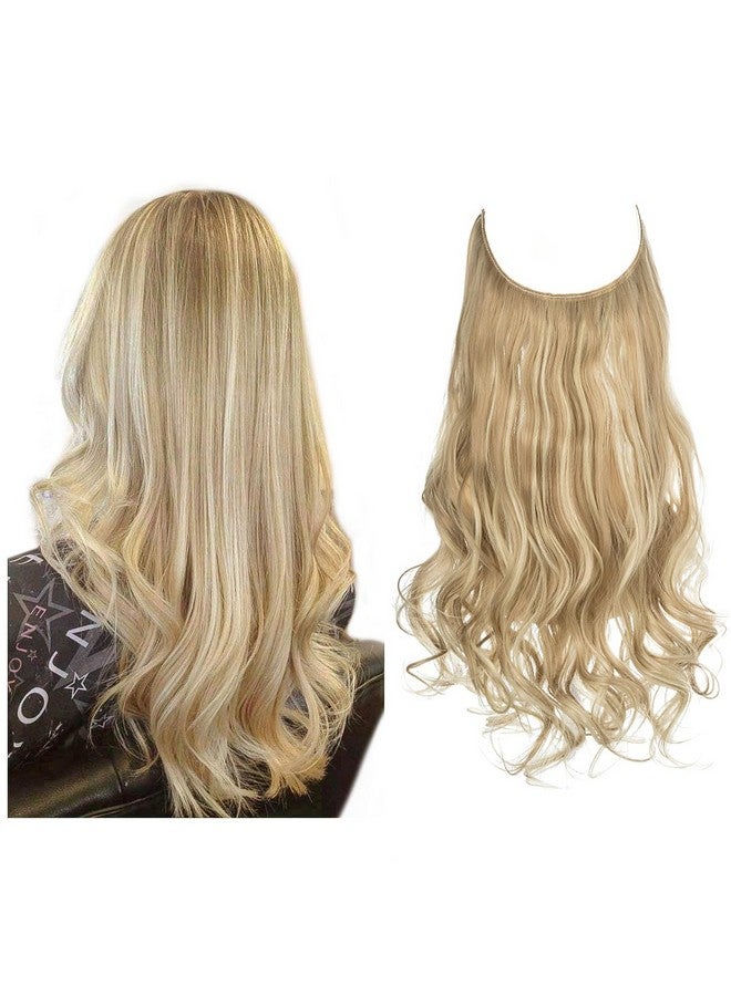 سارلا وصلات شعر سلكية غير مرئية، شقراء قذرة، تسليط الضوء على قطع شعر صناعية مموجة ومجعد، Balayage للنساء طويلة 45.72 سم، عصابة رأس قابلة للتعديل بدون مشبك - Image 1