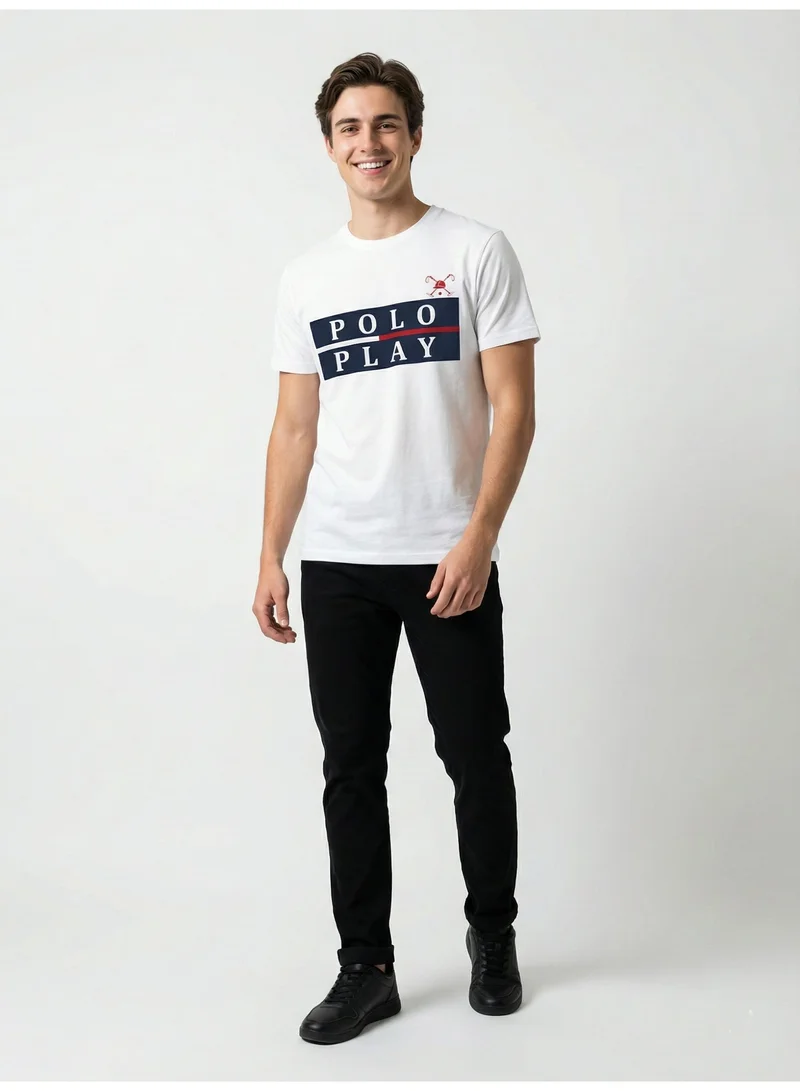 لعب البولو تيشيرت مطبوع للأولاد - أبيض