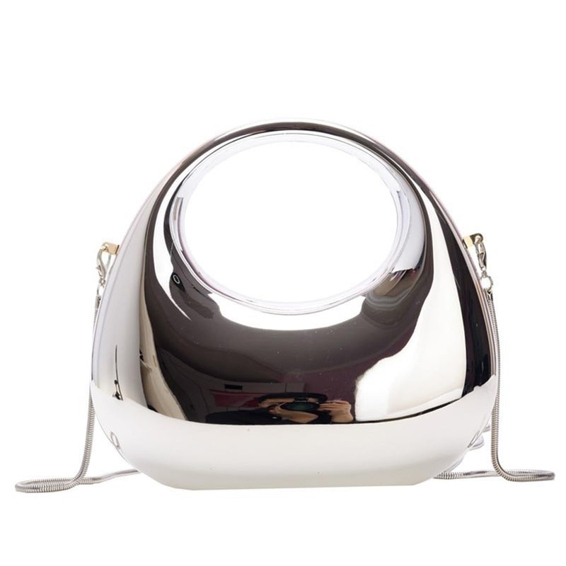 GSYPS Acrylic Handbags for Women Cute Acrylic Clutch Small Unique Purse Trendy Metal Evening Bag for Party Cocktail Silver - Image 1