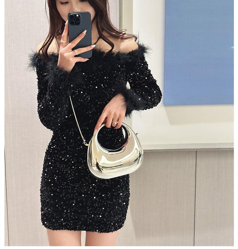 GSYPS Acrylic Handbags for Women Cute Acrylic Clutch Small Unique Purse Trendy Metal Evening Bag for Party Cocktail Silver - Image 2