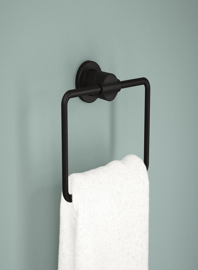 Delta Nicoli (1-Pack) Hand Towel Holder Matte Black Towel Racks for Bathroom Wall Square Towel Ring Holder for Bath Towel Hanger for Kitchen, Bathroom Accessories NIC46-MB - Image 2