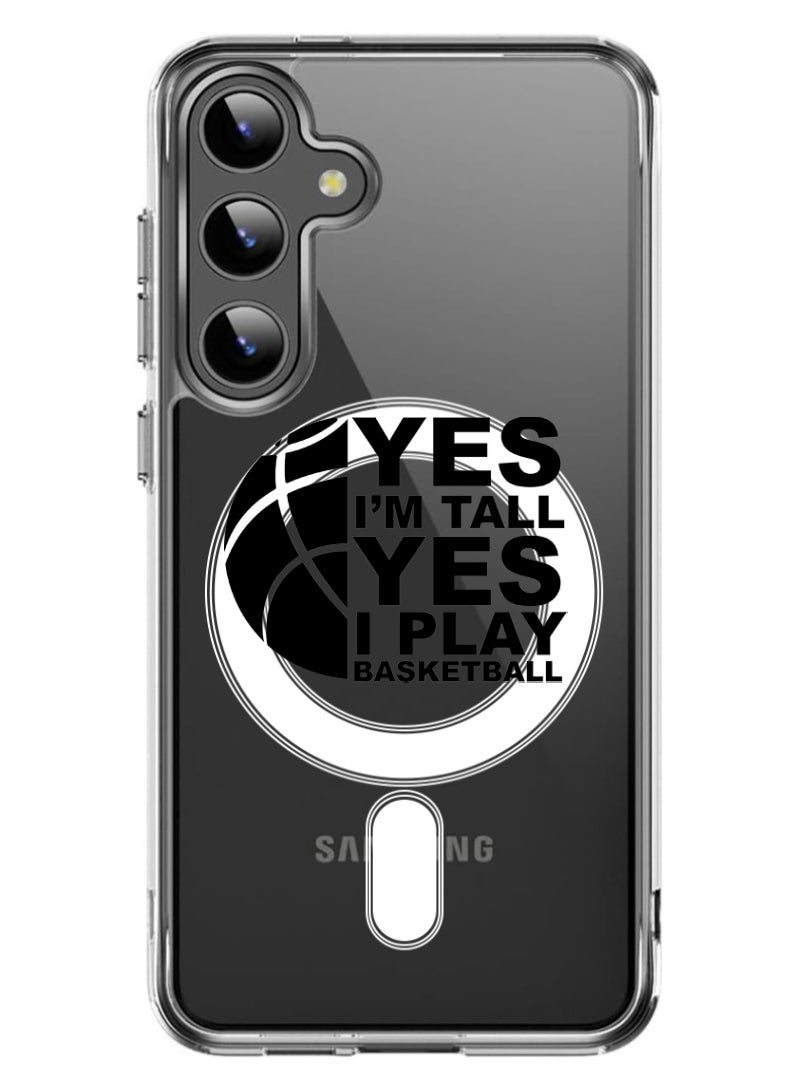 Theodor Magnetic Case for Samsung Galaxy S24 6.2-inch Compatible with MagSafe Wireless Charging, Shockproof Phone Bumper Cover Basketball black copy - Image 1