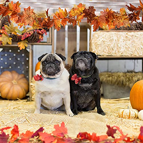 DearHouse 2 Pack Fall Maple Leaf Garland - 5.9Ft/Piece Hanging Vine Artificial Autumn Foliage for Thanksgiving, Home, Wedding, Fireplace, Party, Christmas Decor (Light Orange) - Image 5