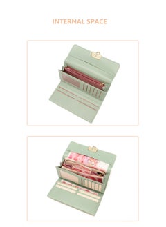 PIERRE LOUES Checkbook Wallets For Women, Checkbooks Holder，Long Wallet Women's Clutch，PU Leather Zipper，Large Capacity Slim Clutch，Multiple Card Holder Organizer，Coin Purse  - Image 4