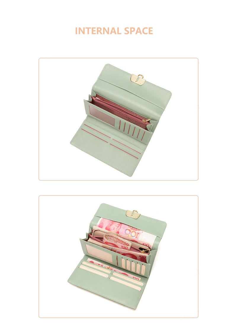 Checkbook Wallets For Women, Checkbooks Holder，Long Wallet Women's Clutch，PU Leather Zipper，Large Capacity Slim Clutch，Multiple Card Holder Organizer，Coin Purse