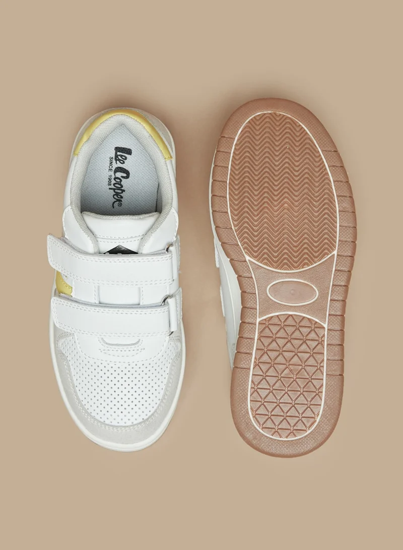 لي كوبر Boys' Perforated Casual Sneakers With Hook And Loop Closure