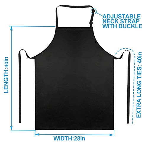 Gotega Waterproof Rubber Vinyl Apron 40 Inch Heavy Duty Chemical Work Apron Durable with Adjustable Bib Apron for Dishwashing Black - Image 2