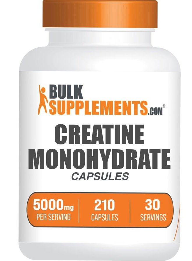 BulkSupplements كبسولات الكرياتين مونوهيدرات من BULKSUPPLEMENTS.COM - 7 كبسولات كرياتين لكل حصة، 5000 ملغ، 210 كبسولة - Image 1