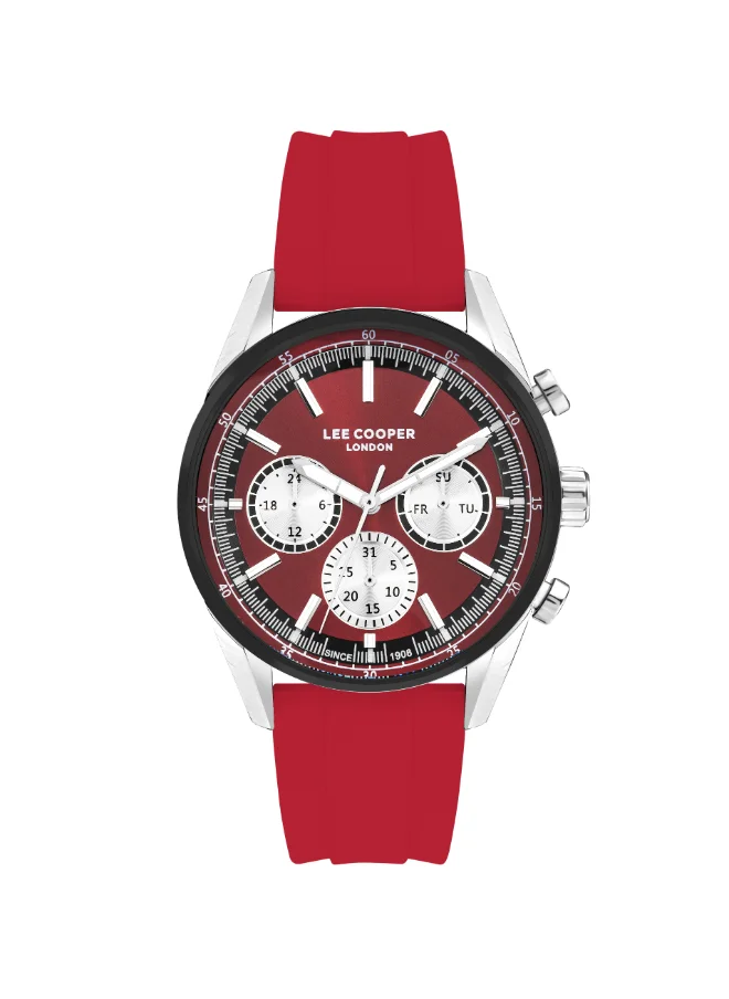 Lee Cooper Men's Watch, Multi Function Display and Silicone Strap - LC07987.388, Red