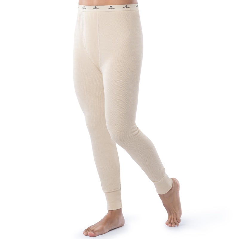 Indera Expedition Weight Cotton Raschel Knit Long Johns Thermal Underwear for Men, Natural, Large - Image 2
