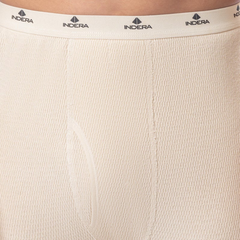Indera Expedition Weight Cotton Raschel Knit Long Johns Thermal Underwear for Men, Natural, Large - Image 3