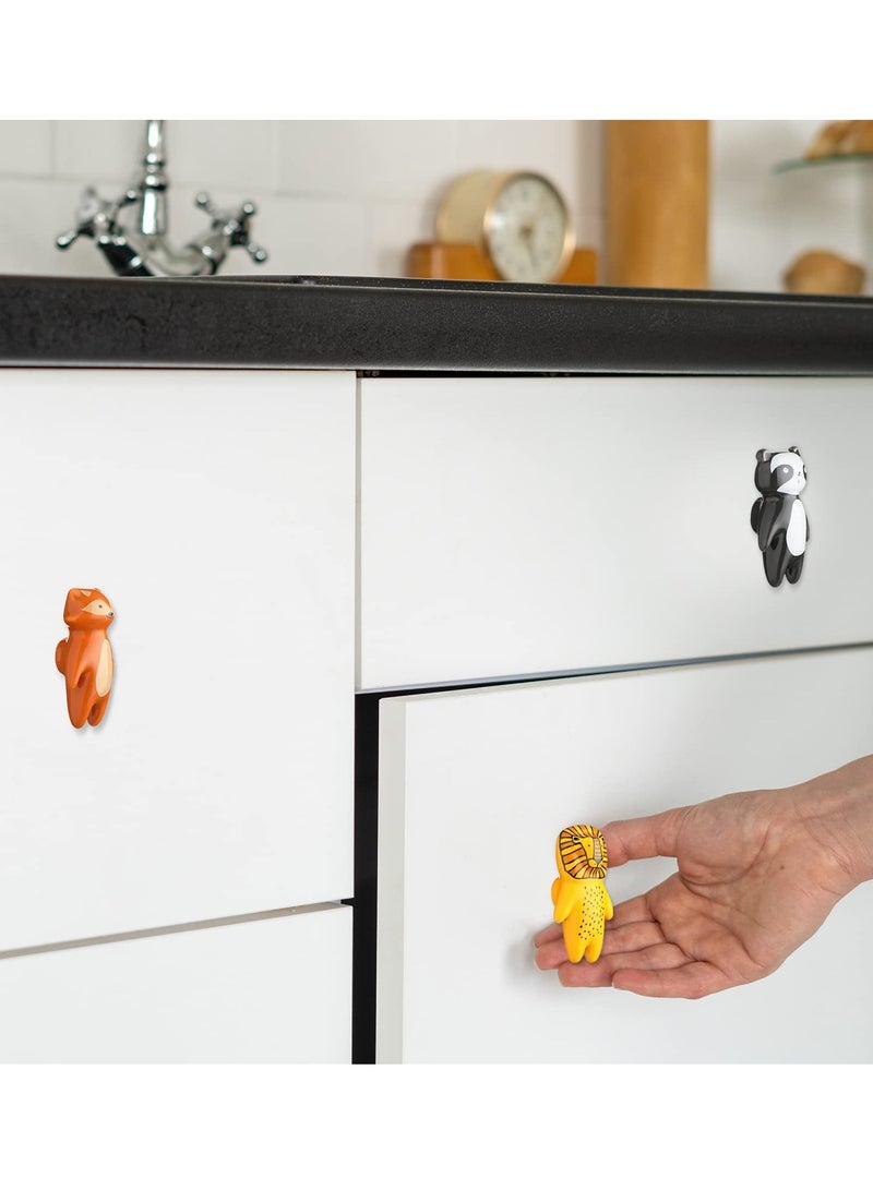 SYOSI Cute Animal Knobs, 5 Pieces Animal Drawer Pulls Ceramic Knobs Cabinet Knobs Kids Dresser Nursery Drawer Handles Cupboard Knobs For Nursery Room Bedroom Bathroom Kitchen  - Image 2
