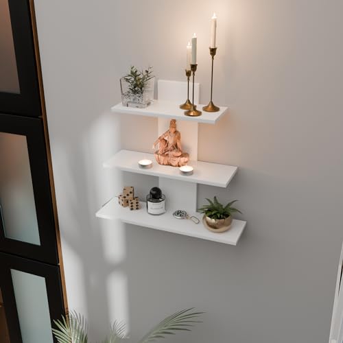 ETIQUETTE ART Engineered Wood Wall Mounted Decorative Shelf Tier 3 Wall Shelves for Home Decor Items, Living Room and Bedroom/Book Rack/Wall Shelves/Home Decorative Display (White) - Image 2