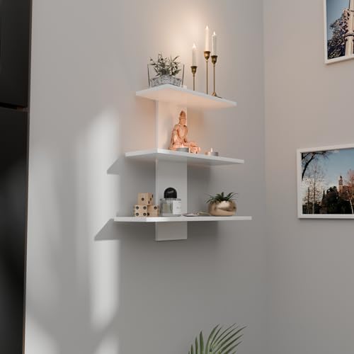 ETIQUETTE ART Engineered Wood Wall Mounted Decorative Shelf Tier 3 Wall Shelves for Home Decor Items, Living Room and Bedroom/Book Rack/Wall Shelves/Home Decorative Display (White) - Image 3