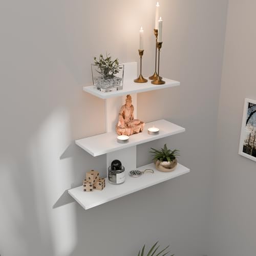 ETIQUETTE ART Engineered Wood Wall Mounted Decorative Shelf Tier 3 Wall Shelves for Home Decor Items, Living Room and Bedroom/Book Rack/Wall Shelves/Home Decorative Display (White) - Image 1