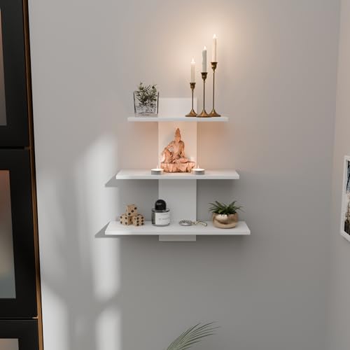 ETIQUETTE ART Engineered Wood Wall Mounted Decorative Shelf Tier 3 Wall Shelves for Home Decor Items, Living Room and Bedroom/Book Rack/Wall Shelves/Home Decorative Display (White) - Image 4