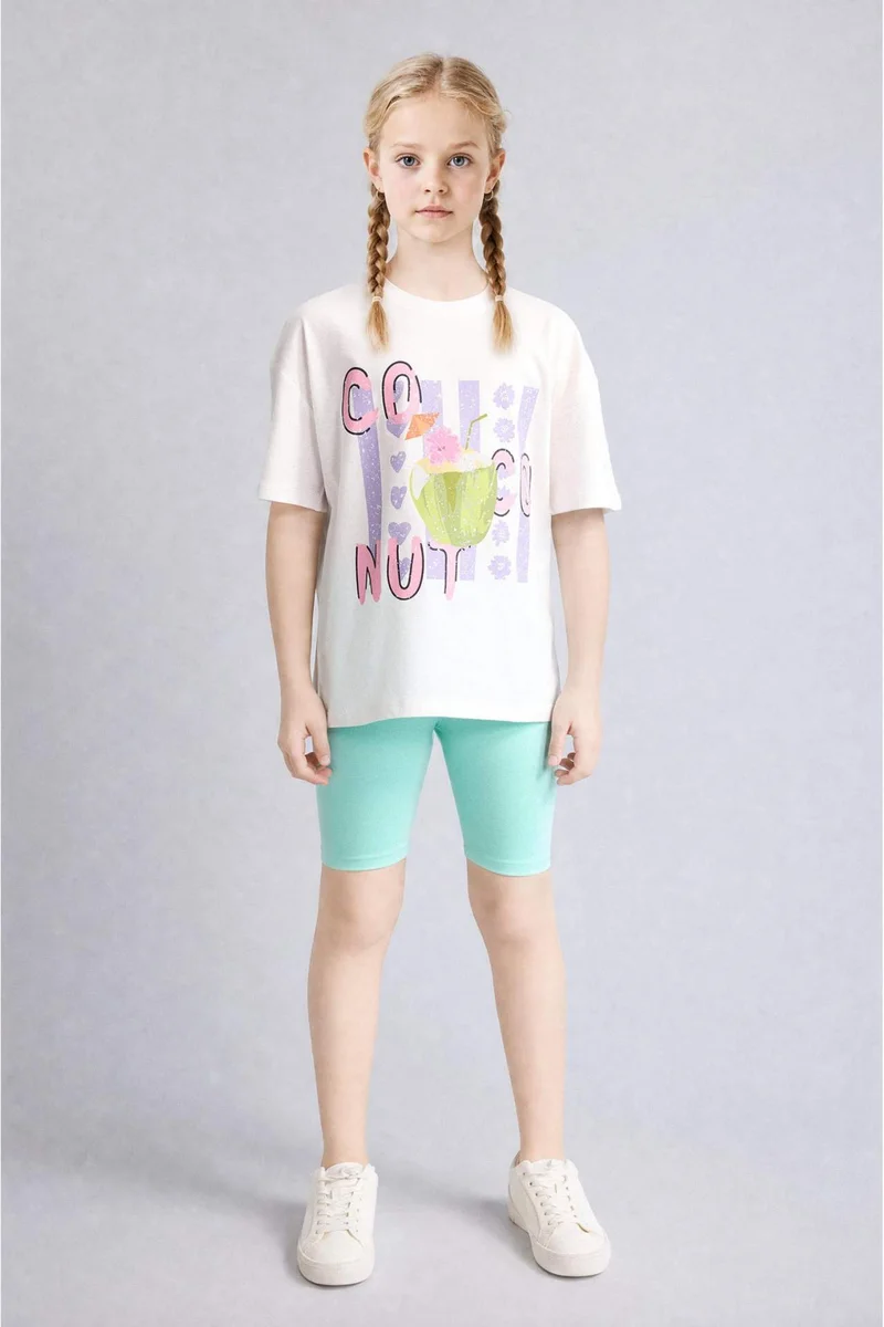 ديفاكتو Girl Fruit Print Short Sleeve T-Shirt