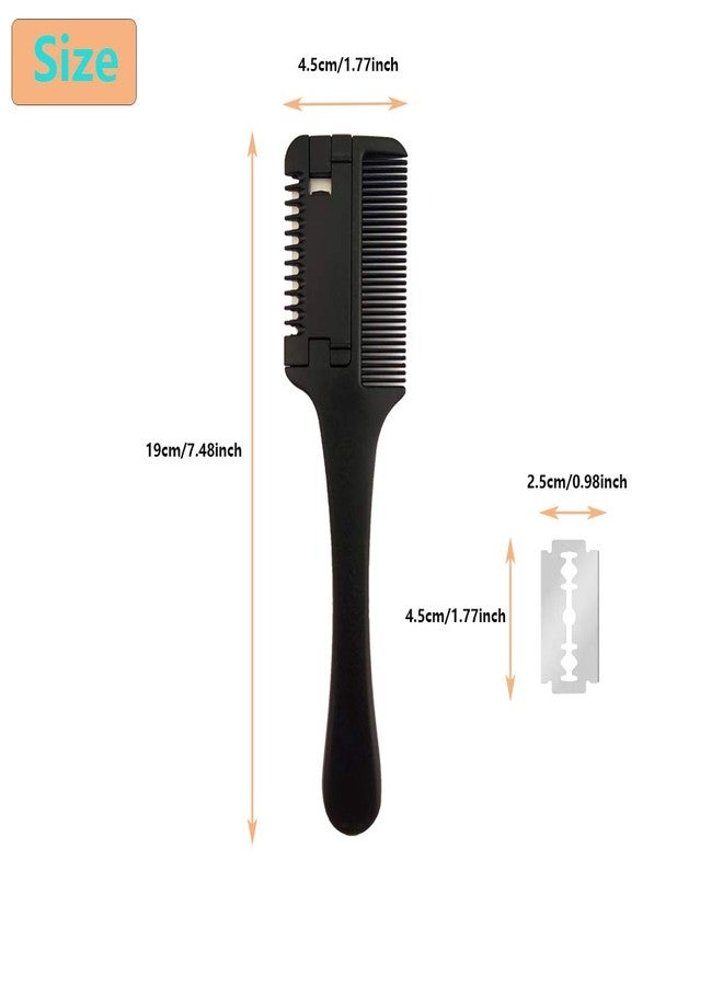 MSDADA 3 Pcs Hair Cutting Combs with Extra 3 Replacement Razors, MSDADA Double Edge Razor Comb for Thin and Thick Hair Trimming and Thinning - Image 3