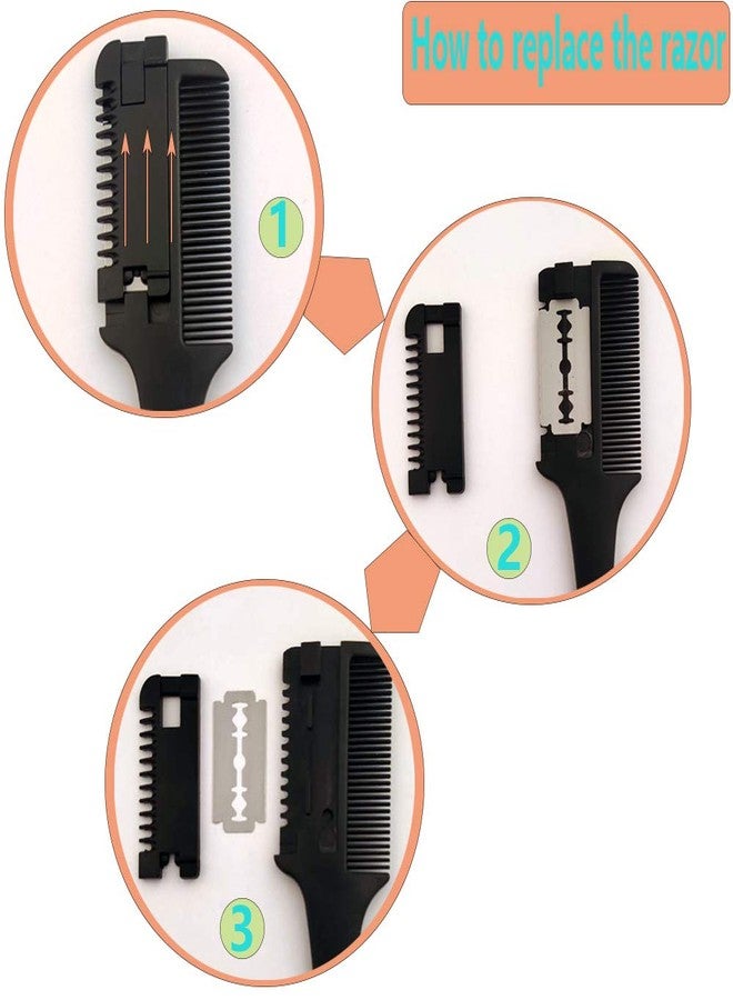 MSDADA 3 Pcs Hair Cutting Combs with Extra 3 Replacement Razors, MSDADA Double Edge Razor Comb for Thin and Thick Hair Trimming and Thinning - Image 5