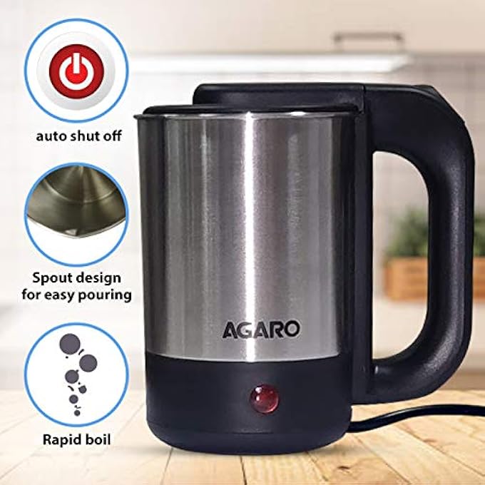 AGARO Stainless Steel Optima Electric Kettle05LSilver1000 Watts05 Liter - Image 5