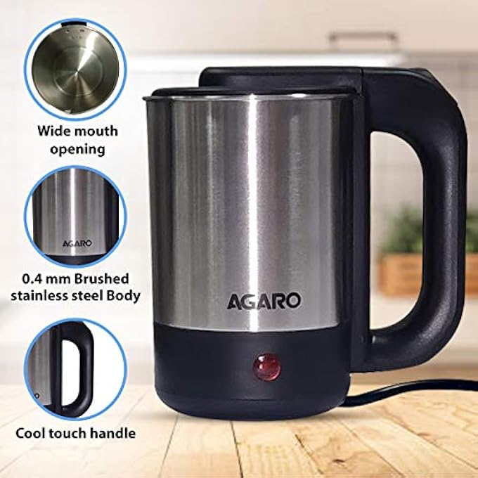 AGARO Stainless Steel Optima Electric Kettle05LSilver1000 Watts05 Liter - Image 4
