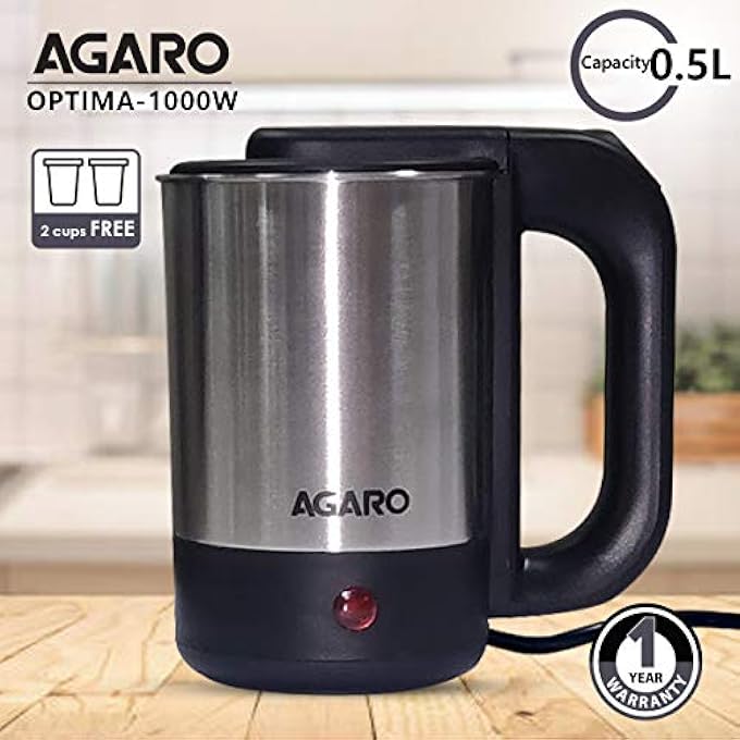 AGARO Stainless Steel Optima Electric Kettle05LSilver1000 Watts05 Liter - Image 2