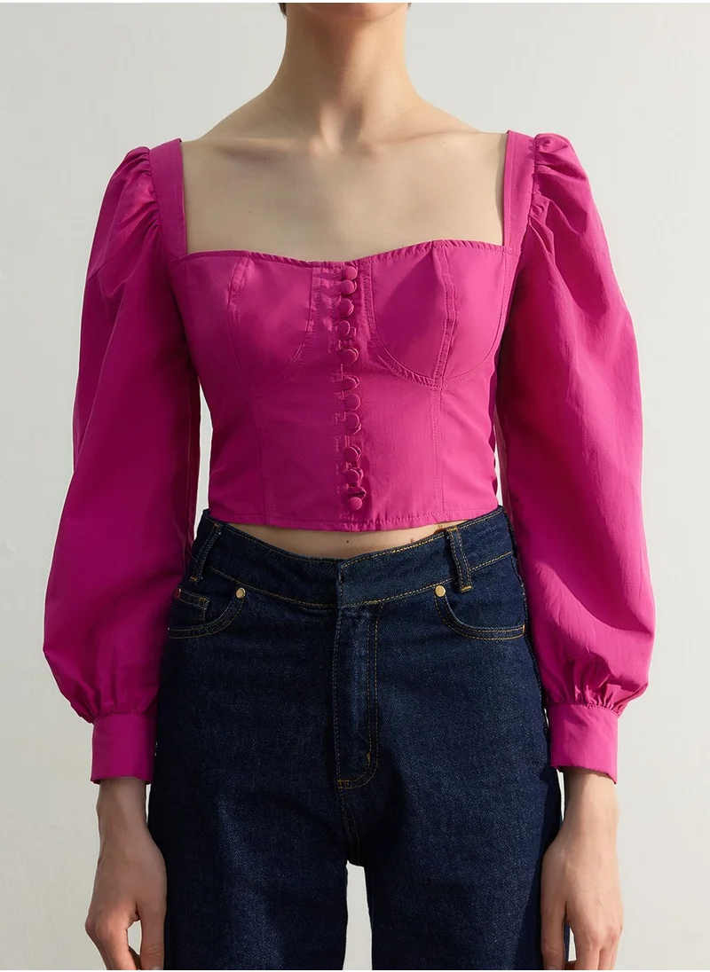 trendyol Sweetheart Neck Ballon Sleeve Top
