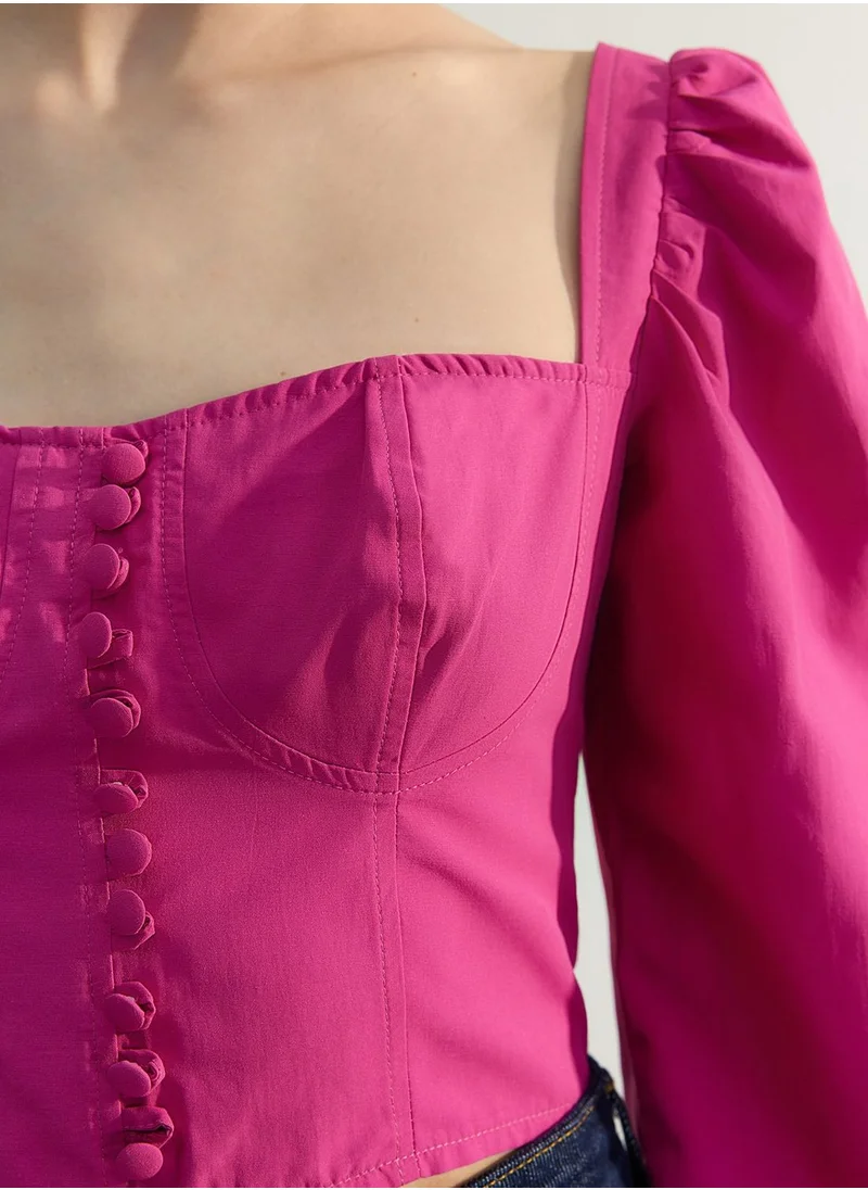 trendyol Sweetheart Neck Ballon Sleeve Top