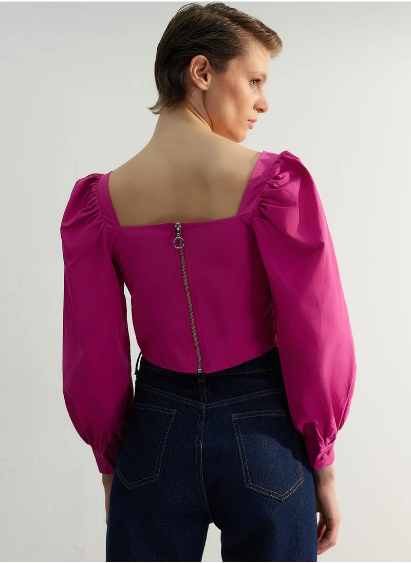 trendyol Sweetheart Neck Ballon Sleeve Top