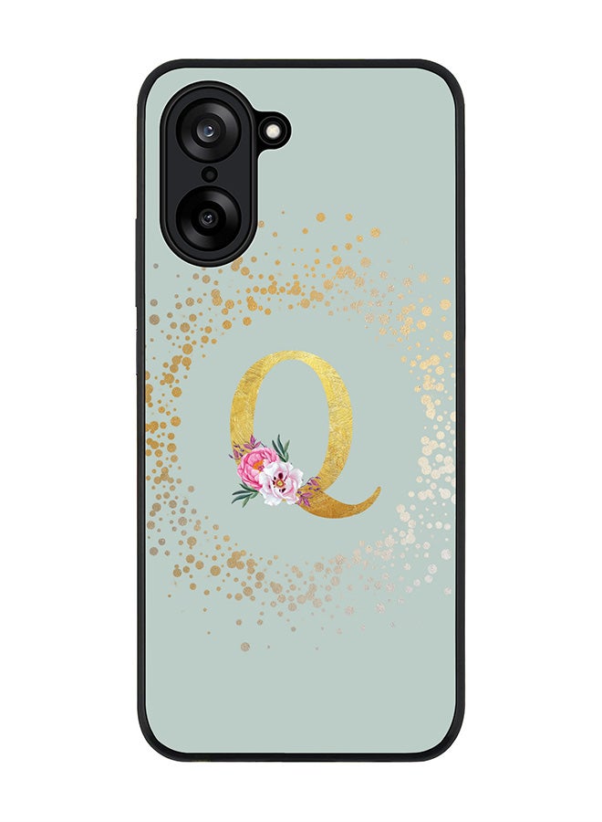 Stylizedd For OnePlus Nord CE5 / Ace 5 Racing Case,Slim fit Camera Protection, Shockproof Thin Phone cover  - Custom Monogram Floral - Q  (Light Grey )