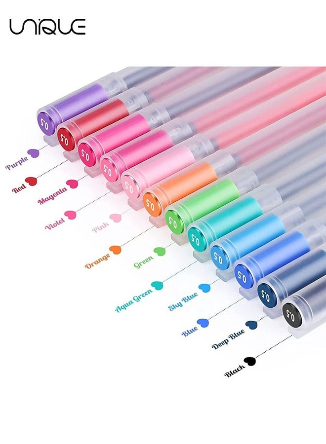 يونيك 12 قطعة أقلام حبر جاف - أقلام ملونة أقلام حبر جاف دقيقة - 0.5 مم أقلام حبر جاف فائقة الدقة - للكتابة وكتابة اليوميات ، قرطاسية للمنزل والمدرسة واللوازم المكتبية (متعددة الألوان) - Image 3