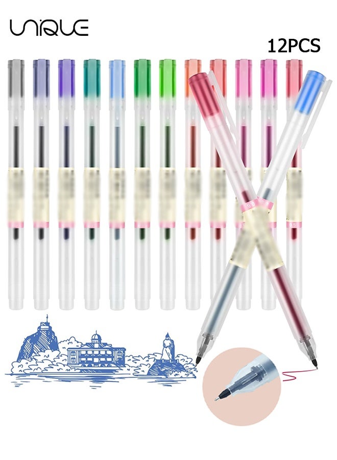 يونيك 12 قطعة أقلام حبر جاف - أقلام ملونة أقلام حبر جاف دقيقة - 0.5 مم أقلام حبر جاف فائقة الدقة - للكتابة وكتابة اليوميات ، قرطاسية للمنزل والمدرسة واللوازم المكتبية (متعددة الألوان) - Image 1