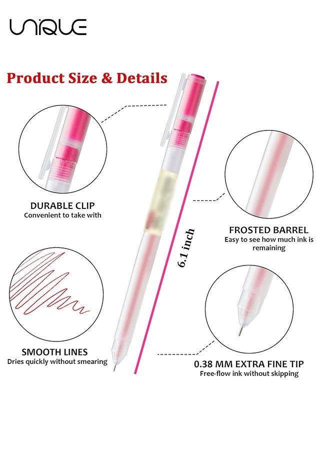 يونيك 12 قطعة أقلام حبر جاف - أقلام ملونة أقلام حبر جاف دقيقة - 0.5 مم أقلام حبر جاف فائقة الدقة - للكتابة وكتابة اليوميات ، قرطاسية للمنزل والمدرسة واللوازم المكتبية (متعددة الألوان) - Image 2