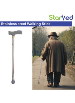 STARMED StarMed Stainless Steel Walking Stick, Long & powerful handle, Adjustable, Strong base, walking stick  - Image 4