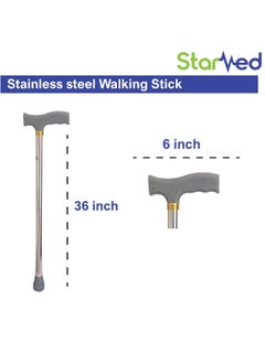 STARMED StarMed Stainless Steel Walking Stick, Long & powerful handle, Adjustable, Strong base, walking stick  - Image 5