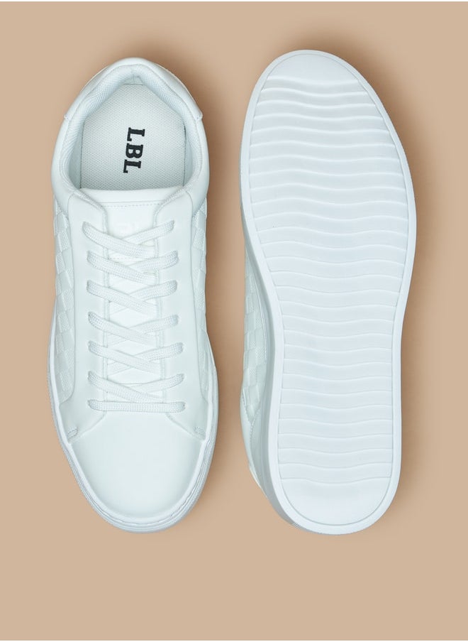 LBL by Shoexpress Monotone Low Ankle Sneakers with Lace-Up Closure  - Image 5