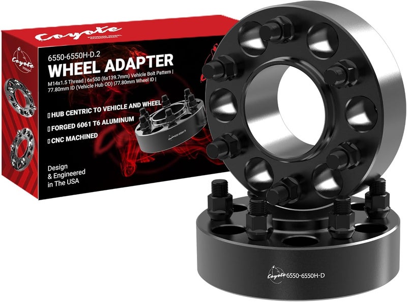Coyote 6550-6550H-D.2 Hub Centric Wheel Adapter 6x5.5 for Chevy and GMC Vehicles - Image 1
