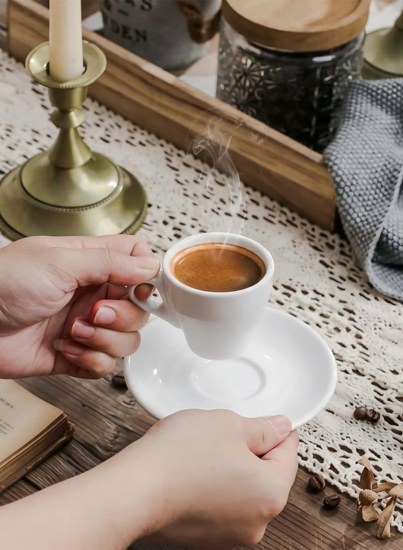 شور كوب قهوة سيراميك، كوب إسبريسو، كوب قهوة عربية، كوب قهوة تركية — كوب وصحن بسعة 90 مل. طقم مناسب للمنزل، المكتب، المطاعم، الهدايا، حفلات الحدائق، وجلسات شاي العصر. - Image 3