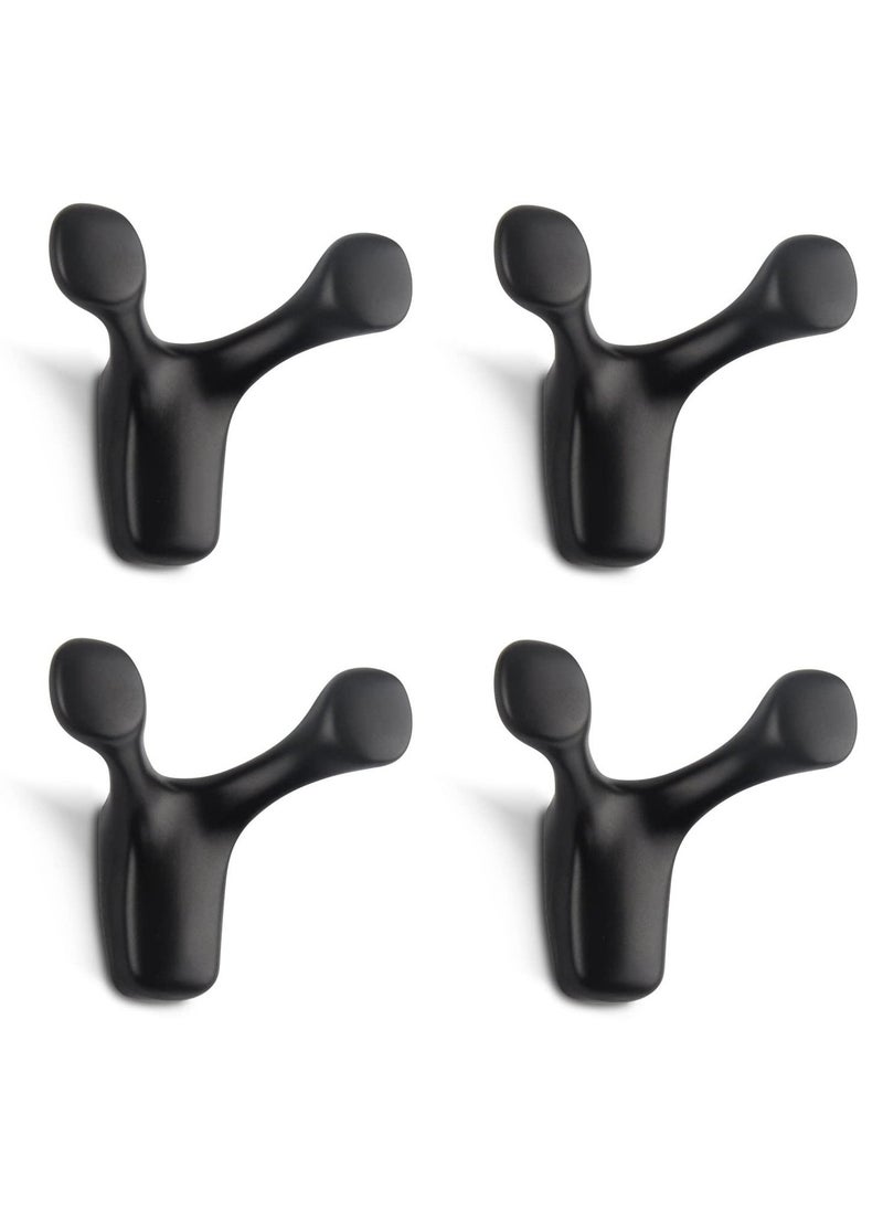 4pcs Wall Mounted Coat Hooks, Antler Double Prong Durable Wall Hooks Heavy Duty, Minimalist Design Hook for Hat Key Towel, Bath Robe Hooks - Image 1
