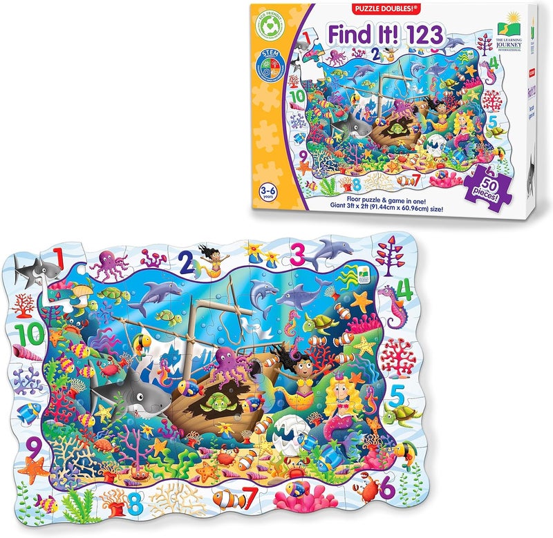 The Learning Journey Find It! 123 Puzzle Doubles - 50 Piece Educational Floor Puzzle for Kids - Image 1